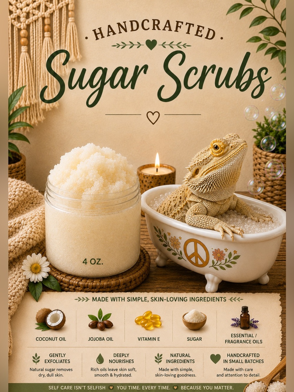 Handcrafted Sugar Scrubs 4oz.